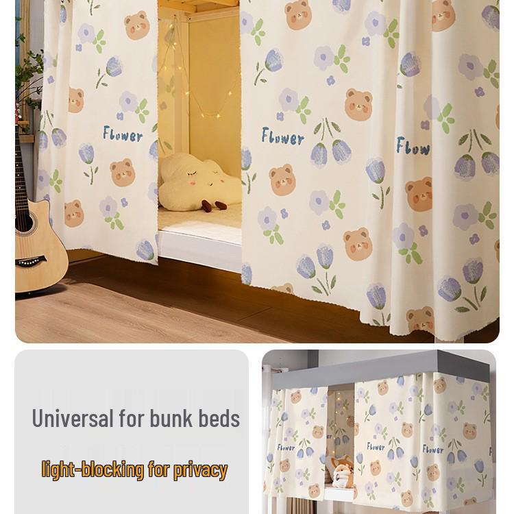 Bright Sun Blackout Dorm Bed Curtains for Students (Upper/Lower Bunk)
