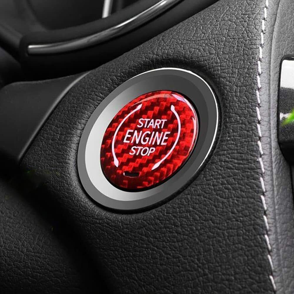 Carbon Fiber Red Engine Start Button Trim For Chevrolet Corvette C8 2020-2022 1X