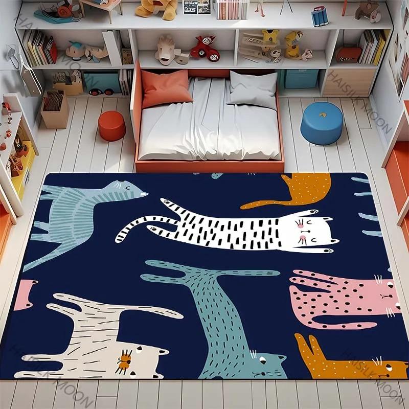 Cartoon Cat Carpet Mat Rug Home Decoration Modern Educational Play Mat Kids Room Floor Mat Living Room Decoration Bedroom Decor