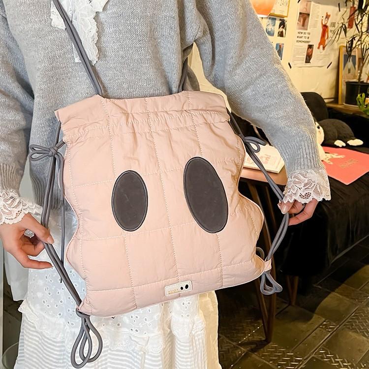 Autumn and Winter Lightweight Soft Cotton-filled Comfortable Casual Versatile Drawstring Backpack Xue Zhiqian Versatile Cute Bag