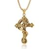 Retro Unisex Titanium Steel Divine Dragon Cross Pendant Necklace