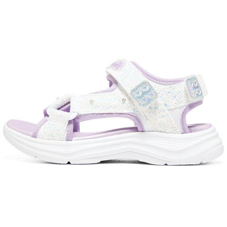 Skechers Glimmer Kicks Fashionable Versatile Comfortable Velcro Non-Slip Durable Breathable Kids Sandals Kids sandals White Purple 302965L-WLV 27.5