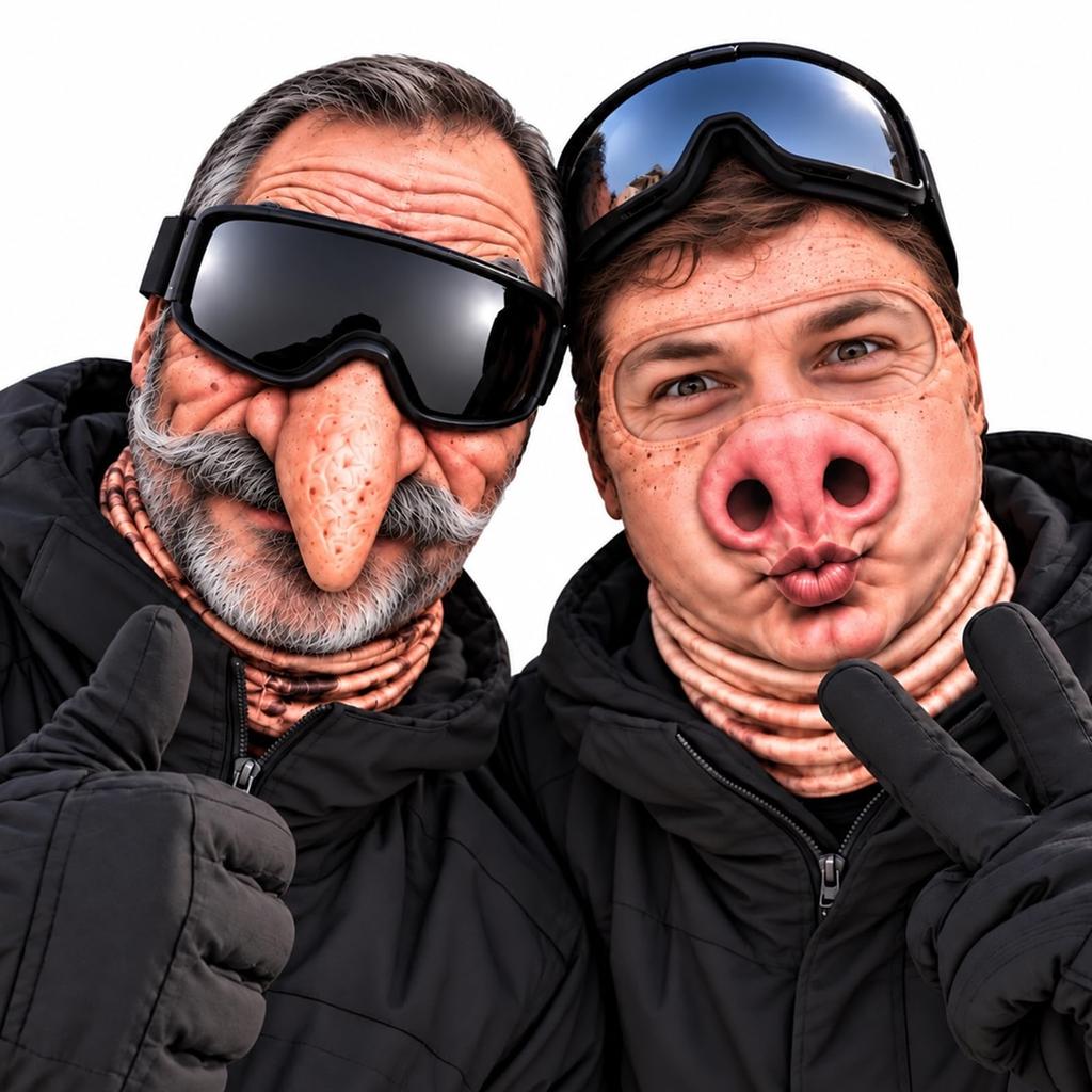 Grappige Realistische Oude Man Print Ski, 3D Volledig Gezicht Winter Winddichte Hoed, Zonnebril Niet Inbegrepen