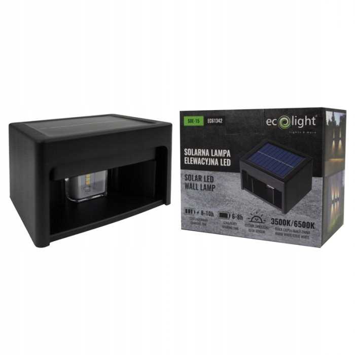 Solarna Lampa Elewacyjna Led Ip44 Regulowany Kąt Świecenia Ciepła / Zimna