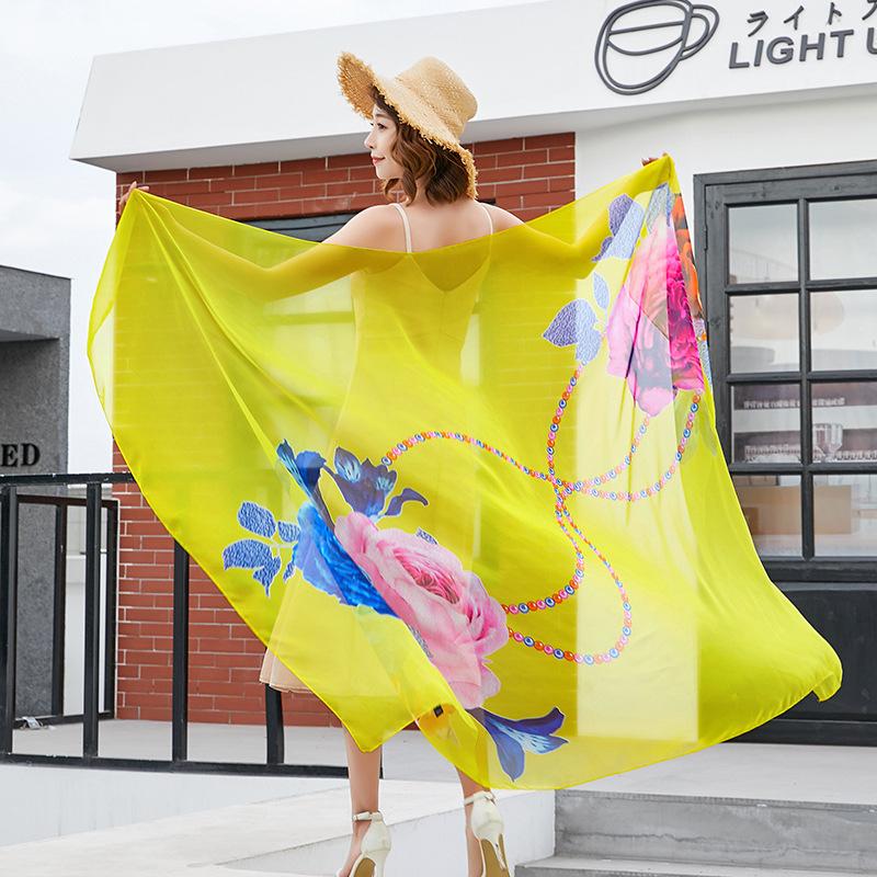 გაზაფხული/ზაფხული ახალი ქალის აბრეშუმის შარფი 90 * 90 სმ სიმულირებული აბრეშუმის ტილო კვადრატული შარფი მოდური პრინტიანი დიდი კვადრატული შარფი პროფესიონალური შარფი