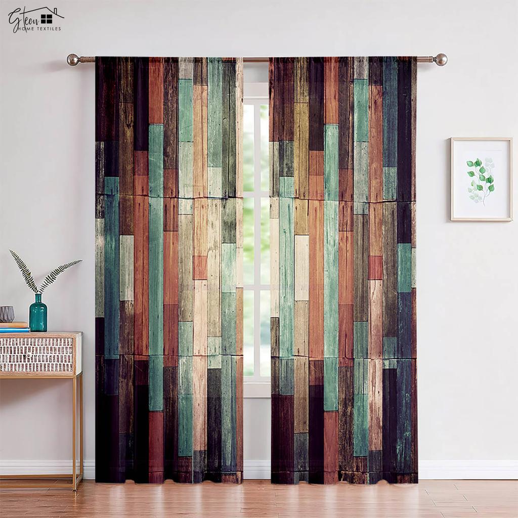 2-Pack Wooden Door 3d Printed Drapes Suitable Ideal for Bedchamber Living Area Kitchen Decorative Curtains Machine Washable