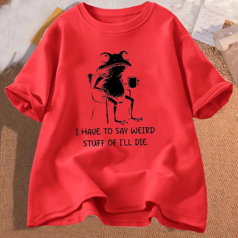 Funny Frog Weirdcore Coffee T Shirt Cotton Short Sleeve Tshirt Streetwear Casual Round Neck Frog Tees Y2k Clothes Unisex Tops