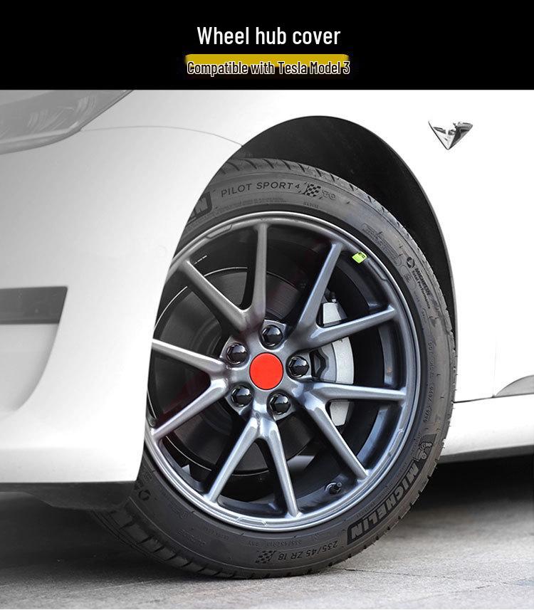 Tesla Model 3 Wheel Hub Cap with T & 3 Logos - Five-Spoke Accessories
