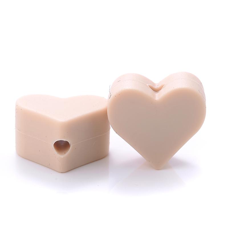 14mm 10Pcs/Lot Heart Shape Silicone Beads Baby Nursing Chewable Teething Beads Pacifier Teether DIY Necklace Accessories