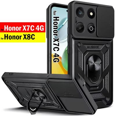Funda for Honor X8C X7C 4G Case Slide Camera Lens Ring Stand Holder Shockproof Phone Cover for Honor X7C Capa