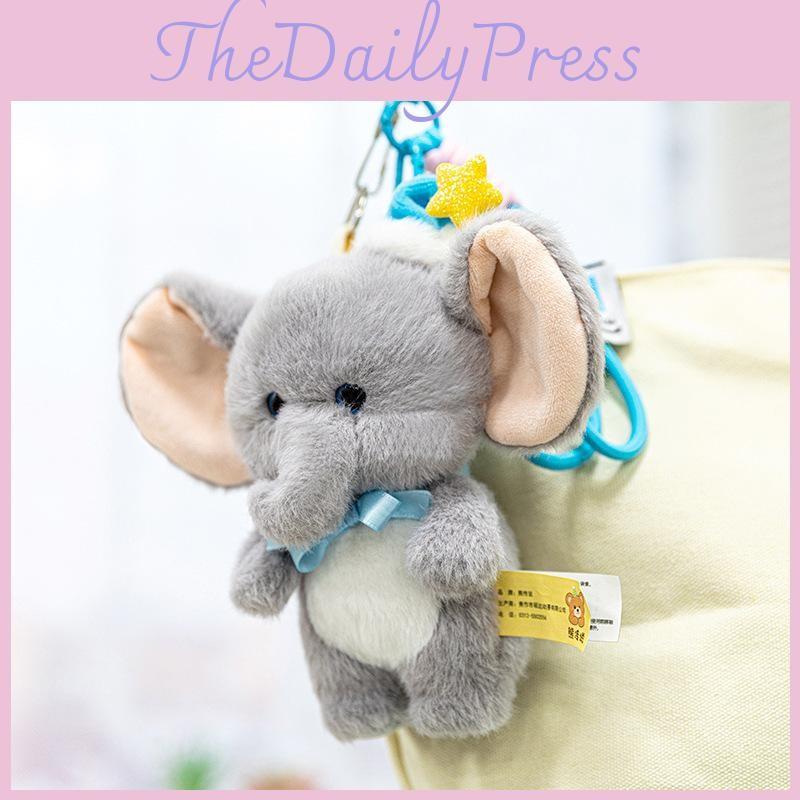 Cute Sleeping Hat Bow Cartoon Elephant Plush Toy Pendant For Bag Decoration