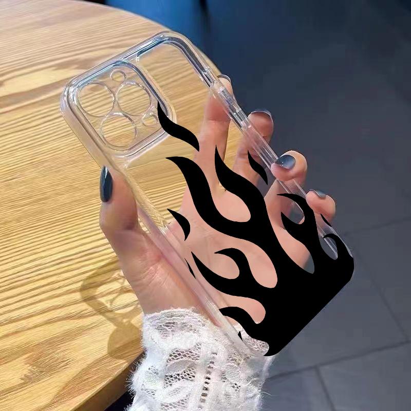 Fire Pattern Phone Case for iPhone 17 Air 16 15 14 13 12 11 Pro Max Plus Mini Xs X 8 7 Soft Transparent Cover Fundas Accessory