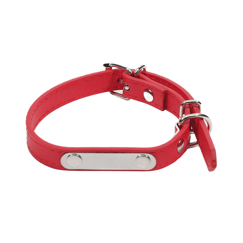 Personalized Name Carved Dog Collar ID Tag Anti-lost Solid PU Leather Collar For Small Medium Large Dogs Puppy Cat Pet Supplies