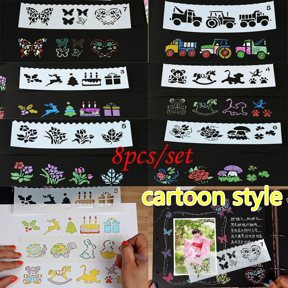 8PCS/SET DIY Embossing Scrapbooking Painting Hollow Template Album Layering Stencils Paper Card