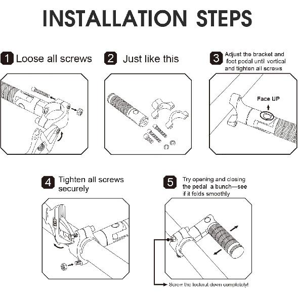 Foot Pegs Non-sliding Footrest Motorcycle Bicycle Folding Foot Pegs 90 Degree Foldable Electric Motorbike Passenger Footrests Rearsets Rear Set