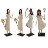 Metal Girl Statue Vintage Iron Art Standing People Figurine Desk Ornament for Home Study Living Room