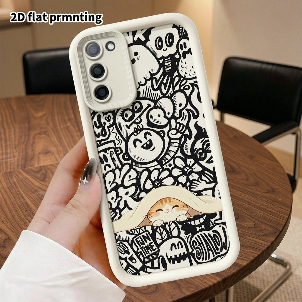 Phone Case: 2D Flat Samsung Galaxy A34 A35 M05 M06 S20 S22 S21 FE Plus 5G Protective Case, Orange Kitten, Christmas and Halloween Gift