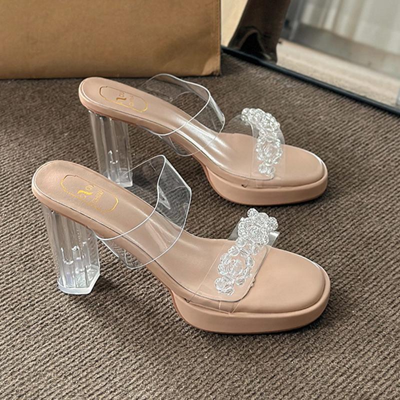 

Fashion Crystal Women Slippers Summer High Heels Shoes Fashion Pumps Woman Sandals 2025 Trend Dress Flip Flops Casual Mujer Zapatillas 35