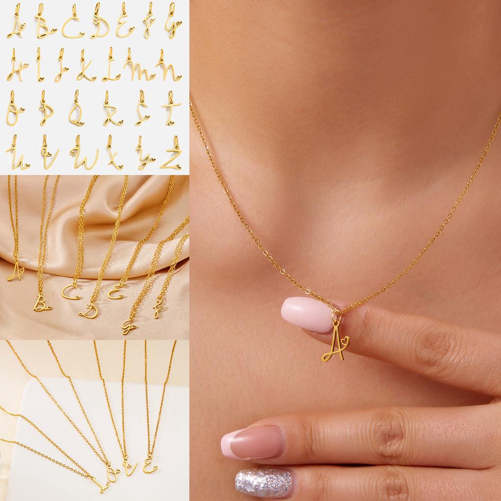 Gold Heart Alphabet Jewelry Necklace With O Chain For Female Fashion Accessory