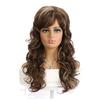 Pelucas Marrones Mixtas Naturales Sintéticas con Mechas Rubias para Mujer, Suaves, Uso Diario, Cabello Largo Rizado, Peluca para Fiesta de Disfraces, Fibra Resistente al Calor