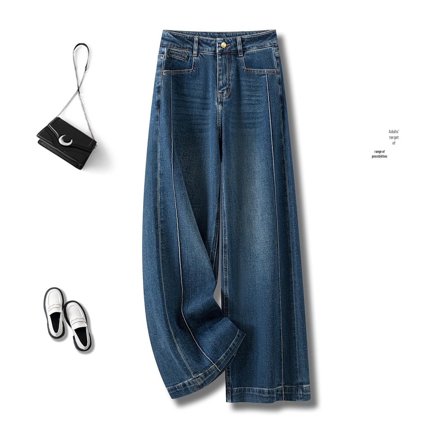 

Wide-Leg High-Waisted Jeans for Women - 2025 Spring/Autumn Fashion, Slimming, Loose-Fit, Straight-Leg Pants. L / 28 [Recommended for 105-115 lbs]