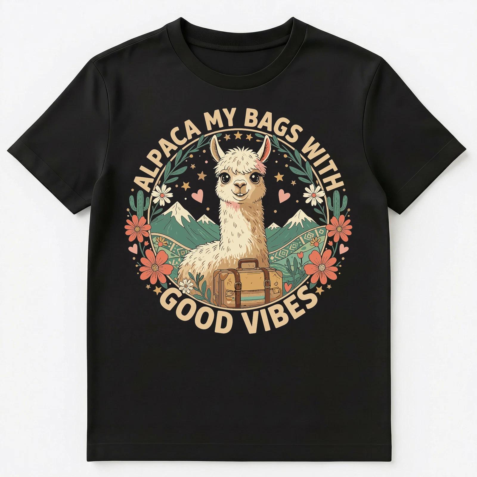 

Cute Alpaca Vibes Travel Adventure Art Unisex T-Shirt 4XL