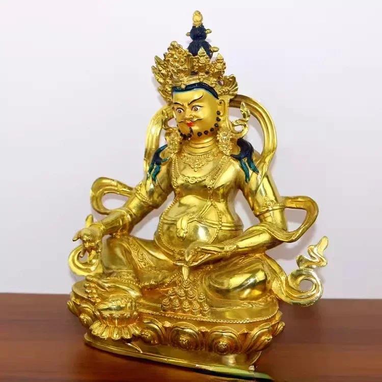 Feng Shui Copper Yellow God of Wealth Buddha Statue Tantric Home Living Office Sculptures