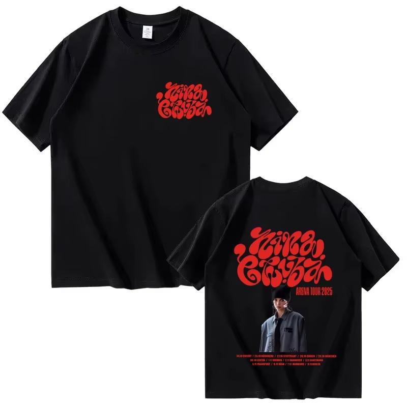 2026 Frühling Sommer Nina Chuba Hochwertiges Street Baumwolle Bedrucktes T-Shirt Mode Tee Luxuriöses Lässiges Kurzärmeliges Oberteil y2k ins