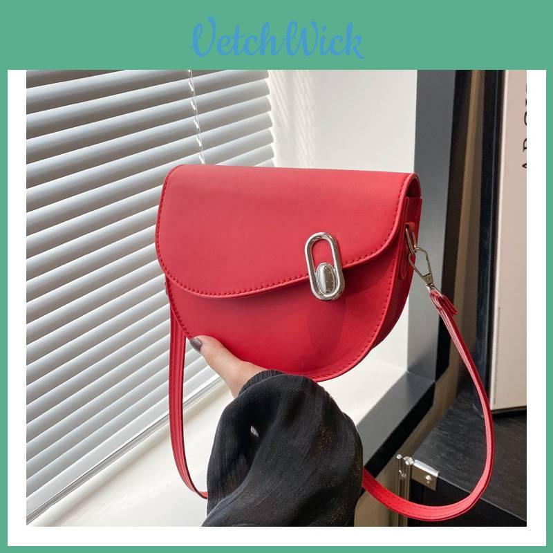 Retro Fashion Pu Leather Saddle Bag For Women 2024 Summer Versatile Shoulder Bag
