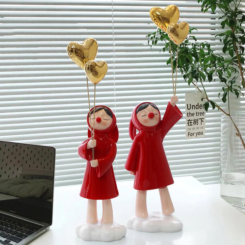 Creative Balloon Girl Home Decoration Living Room TV Cabinet Porch Light Luxury Decoration Office Desktop Decoration