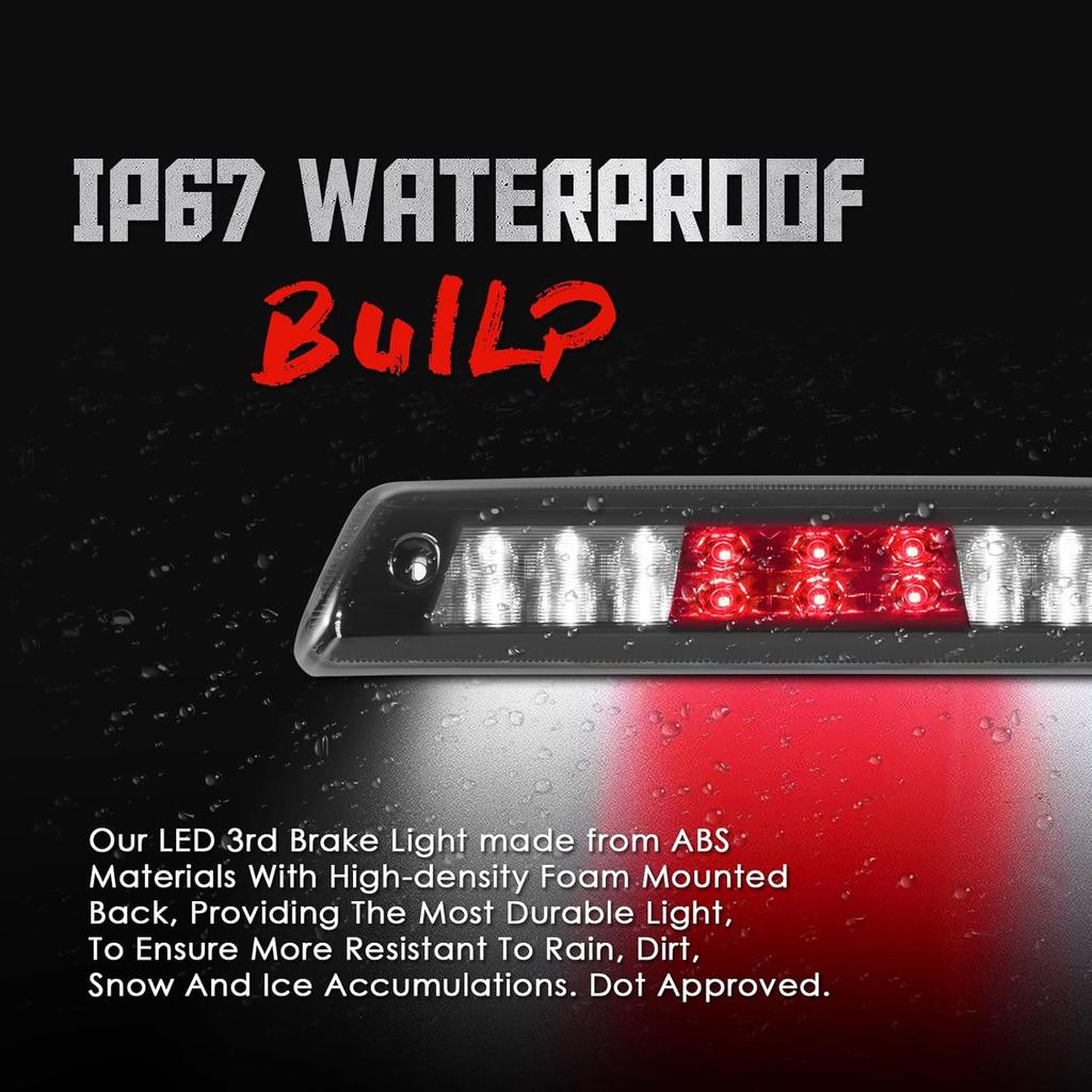 3rd Third Tail Rear Brake Light Replacement For 2009 2010 2011 2012 2013 2014 Ford F-150 Lincoln Mark LT, High Mount Cargo Lamp Waterproof Dual Row