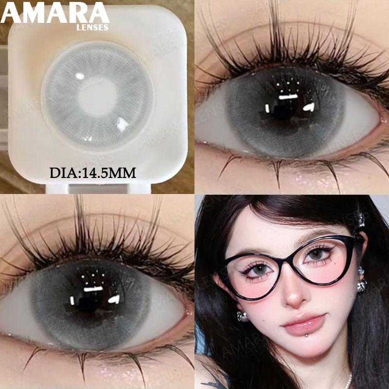 AMARA Schwarzfarbene Kontaktlinsen für Augen Braun Große Farbkontaktlinse Graue Kontaktlinse Natürlich gefärbte Pupillen softlenses Jährlich
