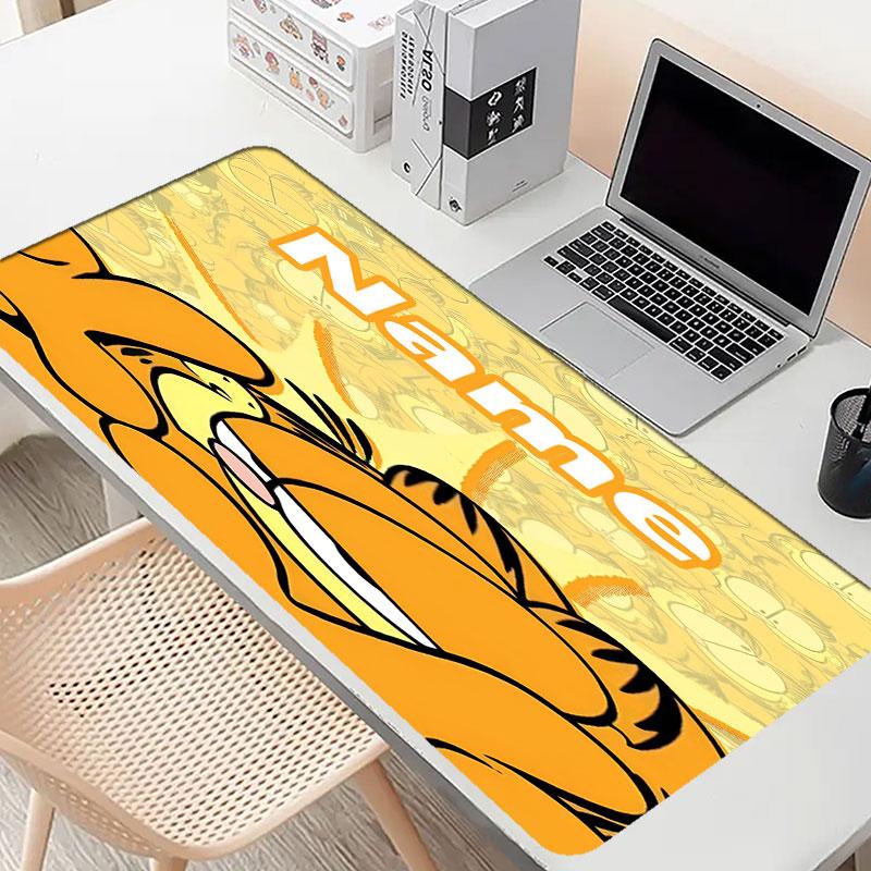 Custom Name Personalized Garfield Pattern Mousepad, Laptop PC Desk Mat, Decorative Desk Mat for Home Keyboard Pad Gift
