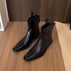 Autumn and winter pointed head V-mouth high-heeled Chelsea West cowboy boots thick heel Martin boots women's short boots women's short boots