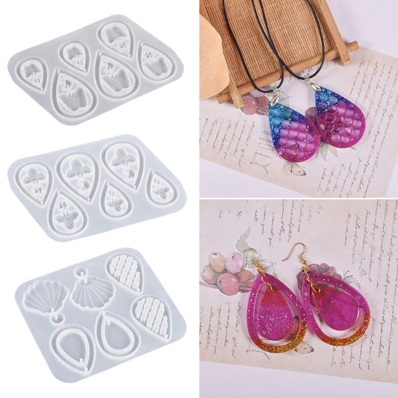 Jewelry Casting Molds Butterfly Bee Shells Pendant Epoxy Resin Molds with Hanging-Hole Mould Jewelry Making Craft Tools