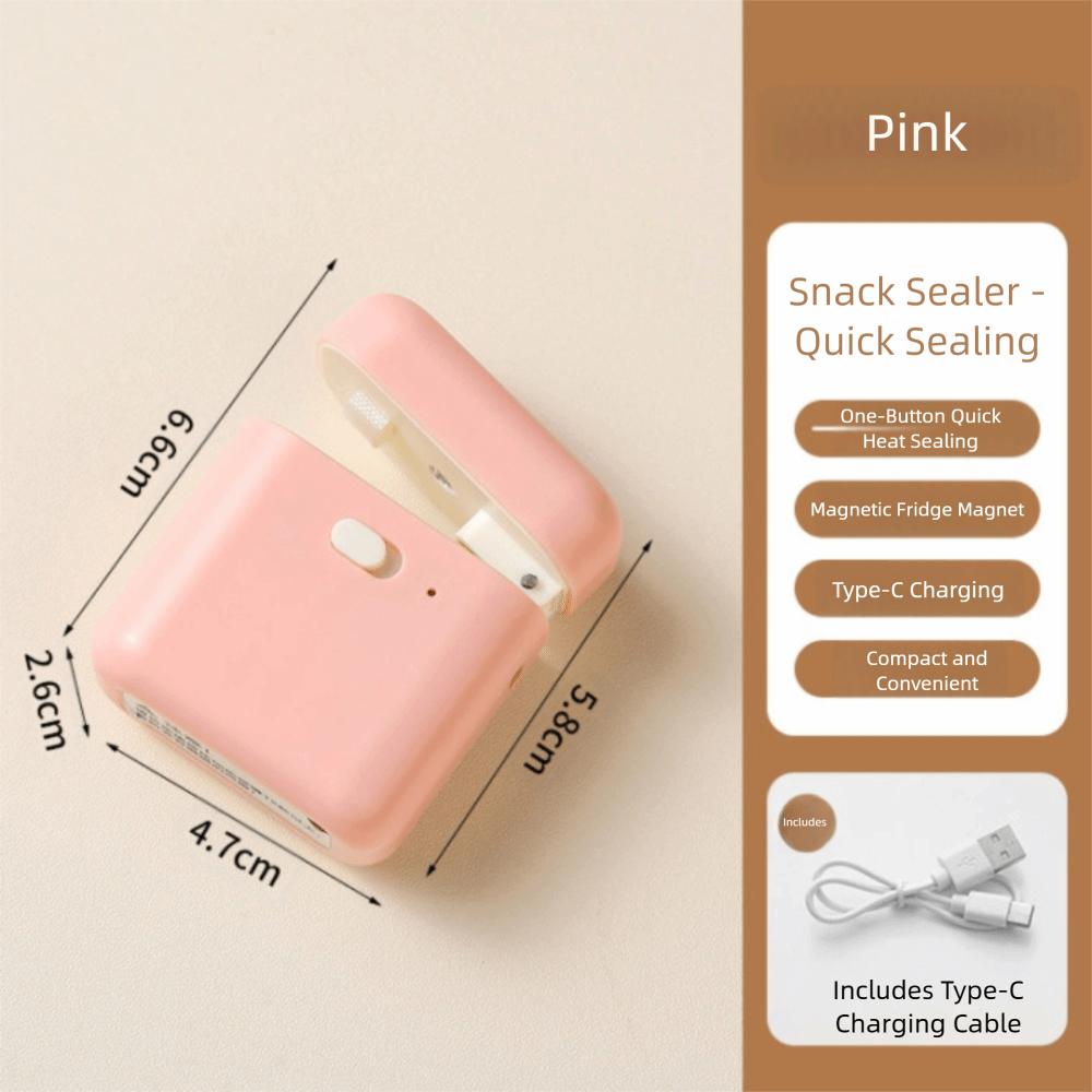 

Magnetic Plastic Bag Heat Sealer Home Use Snack Sealing Machine New Mini Sealer рожевий