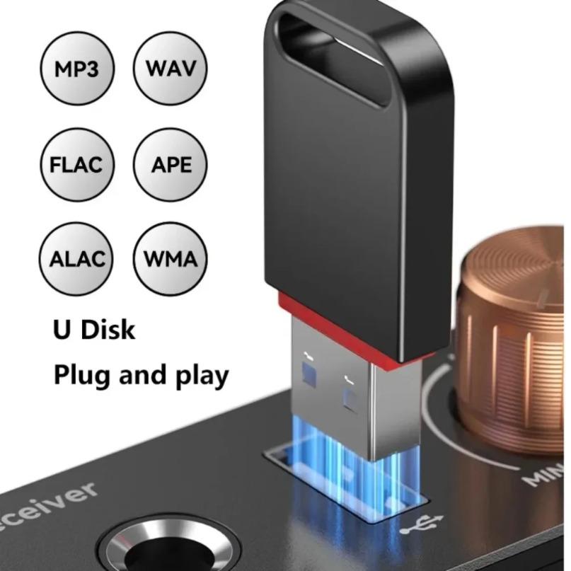 Bluetooth 6.0 Wireless Adapter Audio Receiver 3.5mm AUX RCA 6.5MM Microphone Karaoke USB U-Disk Play With Remote volume Control