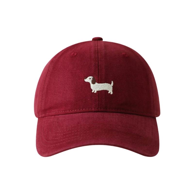 Breathable Cotton Blend Embroidered Puppy Design Adjustable Unisex Baseball Hat Multiple Colors
