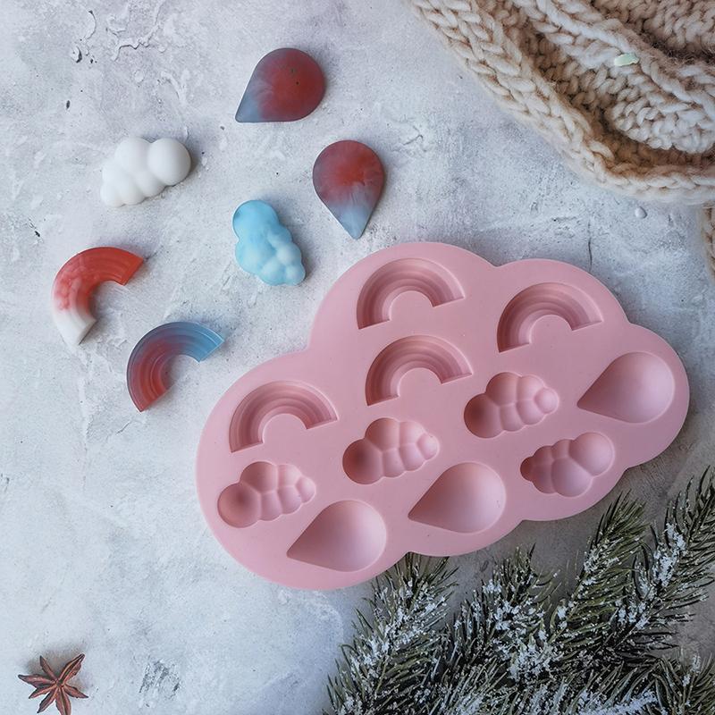 Debesies formos silikoninė vaivorykštės forma fondantiniam torto dekorui, pasidaryk pats želė, ledo kubeliams, pudingui, kepimo įrankis, epoksidinės dervos forma, kepimo indai