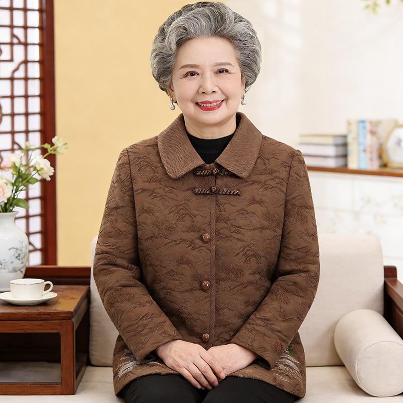 Mom's New Style Windbreaker: Spring/Autumn Dark Buckle, Middle-Aged & Elderly Women's Chinese-Inspired Jacket