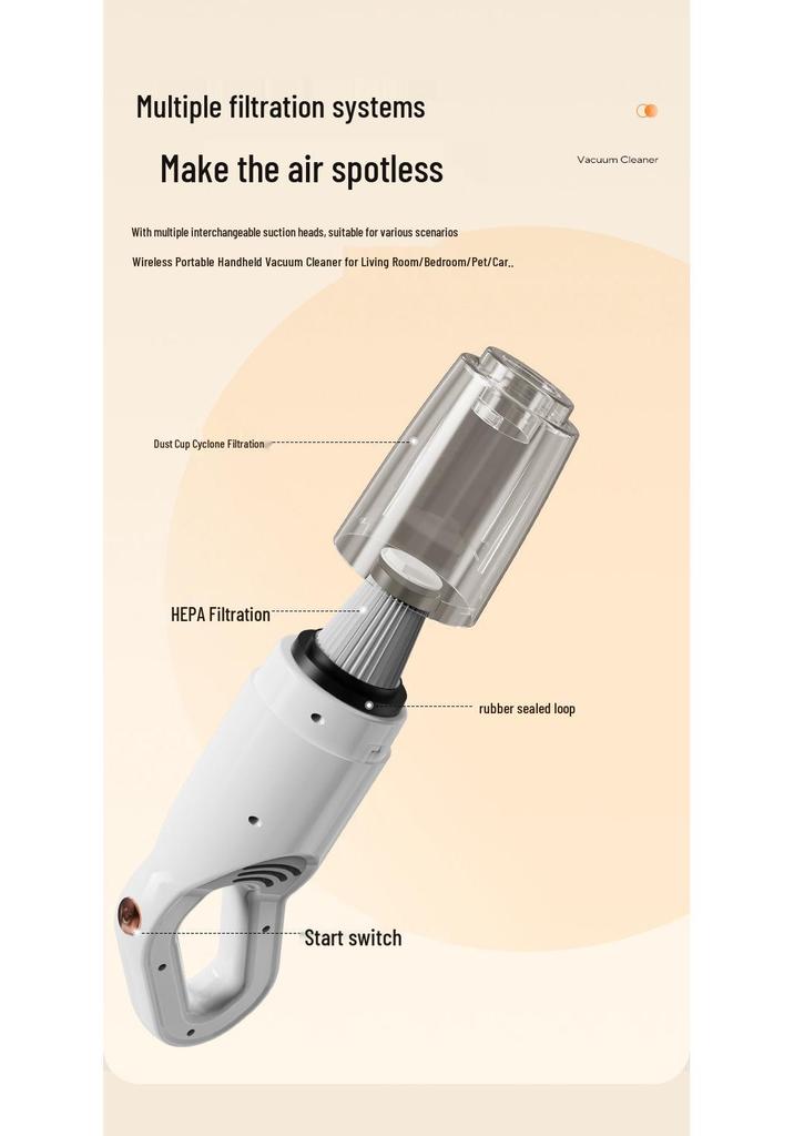Rechargeable Handheld Wireless Vacuum and Mop: High-Suction, Multi-Functional Cleaner for Home Use