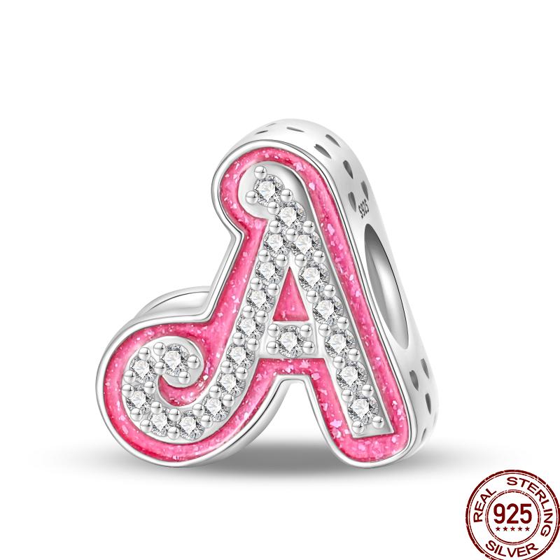 Copper Pink 26 Letters Valentine'S Day Gift Beads Suitable For Pan Original Bracelet Diy Birthday