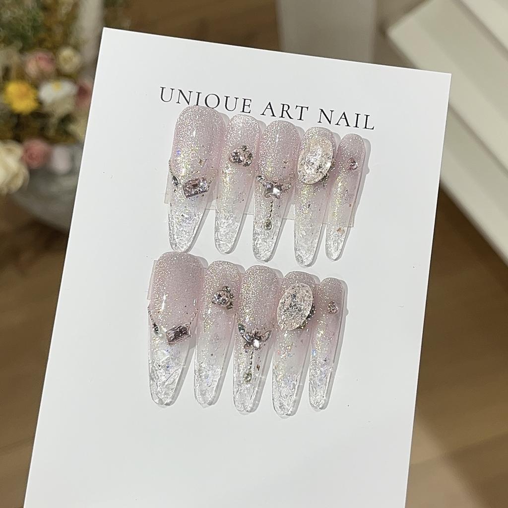 Strawberry Smoothie Summer Ice-clear Strawberry Soda Flashing Powder Golden Cat Eye Glass Broken Diamond Wear Armor