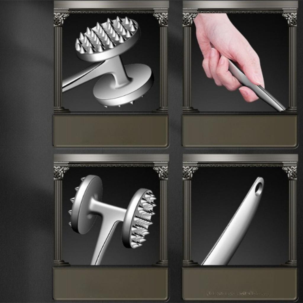 Legierung Fleischklopfer Hammer, Doppelseitiger Küchenfleischklopfer, Steakklopfer mit rutschfestem Griff, Robuster Fleischklopfer