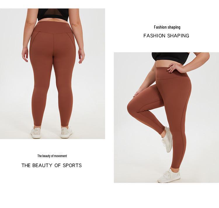 Kadın Büyük Beden Avrupa/Amerikan Yoga Pantolonu - Şeftali Kalça, Fitness ve Koşu Tayt Leggings