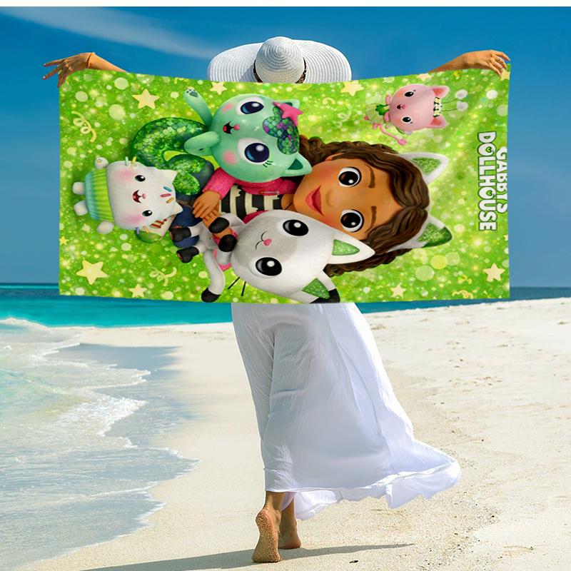 Ultra-Soft Beach Towel with Gabby’s Dollhouse Theme,Ideal for Pool - Camping, Diving - Perfect Travel Essential, Vibrant Beach Towel.