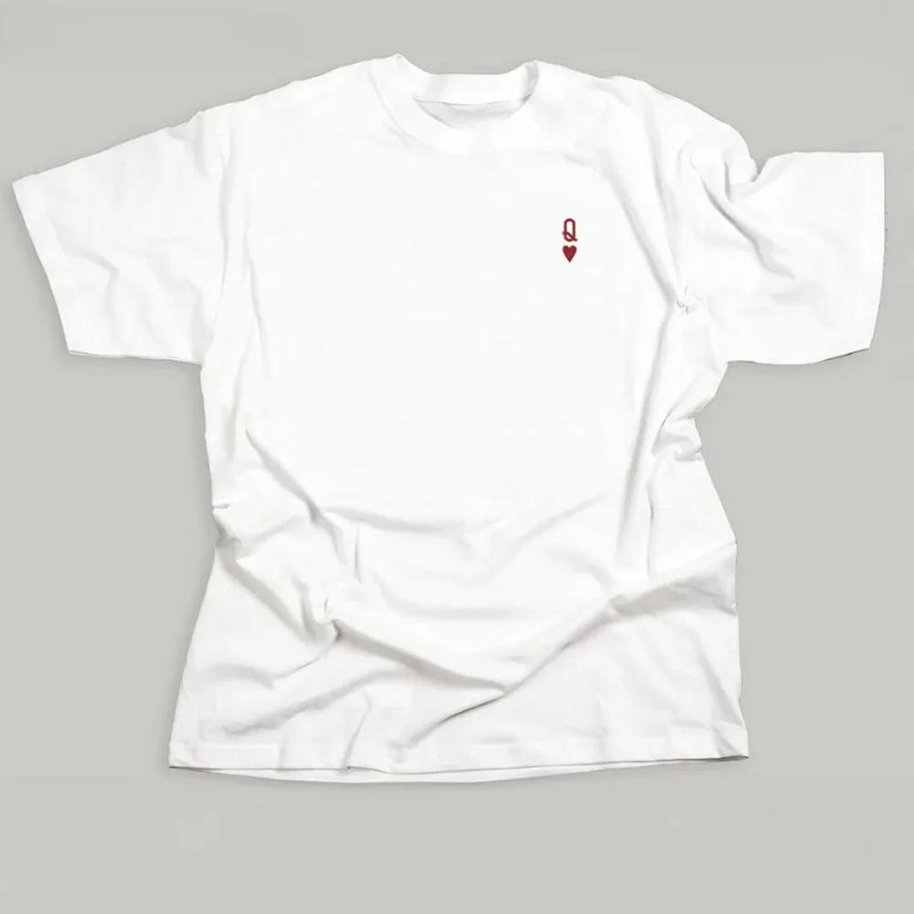 Dámská trička s písmenem Královna srdcí Bílé topy s krátkým rukávem Ležérní košile Dámská grafická trička Dámské oblečení