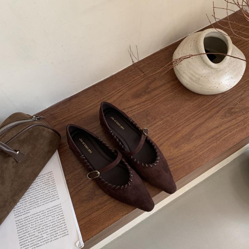 

2025 autumn and winter new Korean Mary Jane women s shoes soft-soled shoes Xiaoxiangfeng single shoes femininity flat shoes 39 кофейный