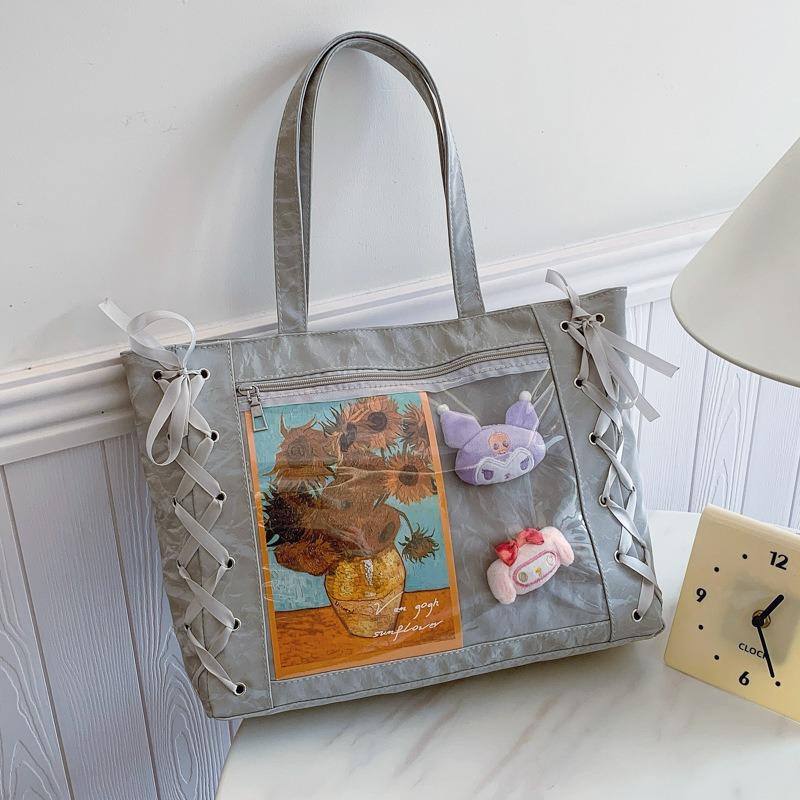 Sac fourre-tout grande capacité femme fille douce deux dimensions transparent printemps et été petit frais sac bandoulière aisselle