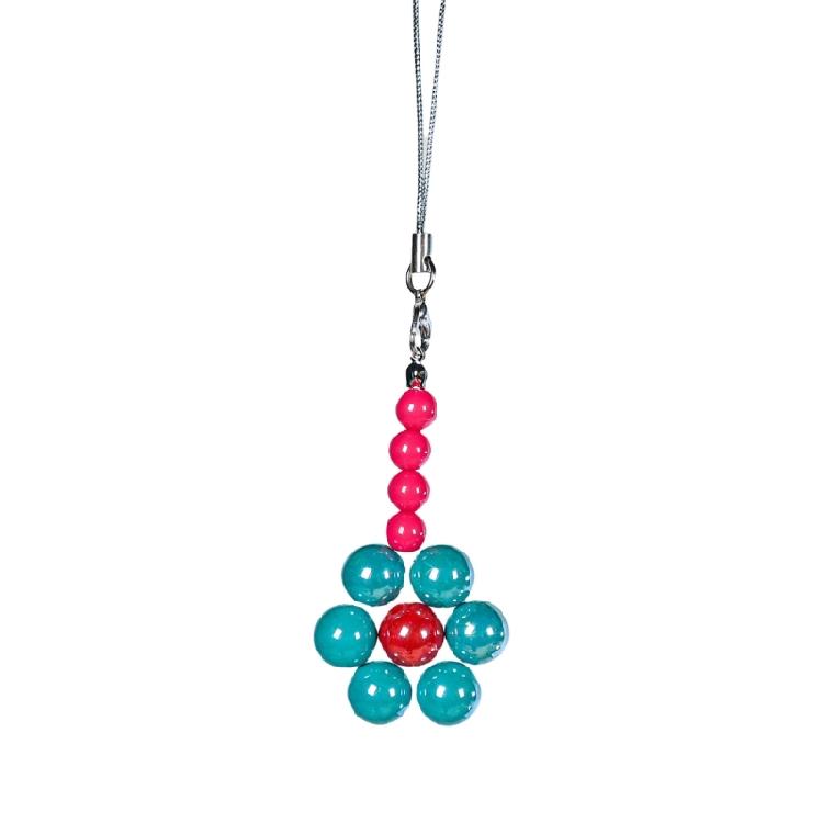 Colorful Bead Flower Pendant Phone Charm Hangings Rope Sweet Phone Chain Strap Bag Decoration Lanyard Keychain Accessory